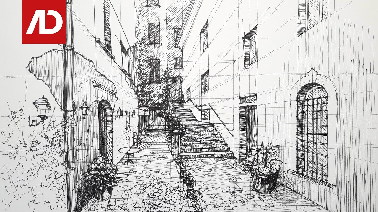 1280x720 Drawing Spain Street View Daily Architecture Sketches - Sketch View