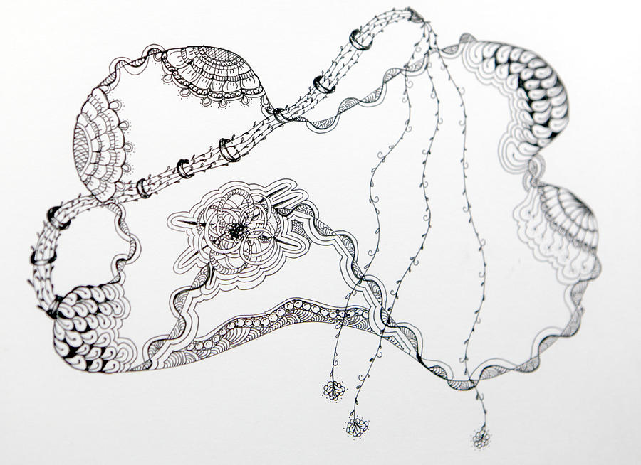 900x654 Floating Vines Drawing By Janie Brackney - Sketch Vines