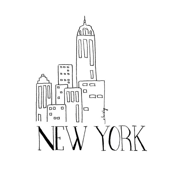 570x570 City Sketch New York. Wall Art. Wall Decor. Black And White - Sketch Wall
