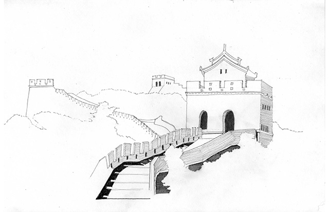640x414 Great Wall Sketch By Tom Leytham. The Bridge - Sketch Wall