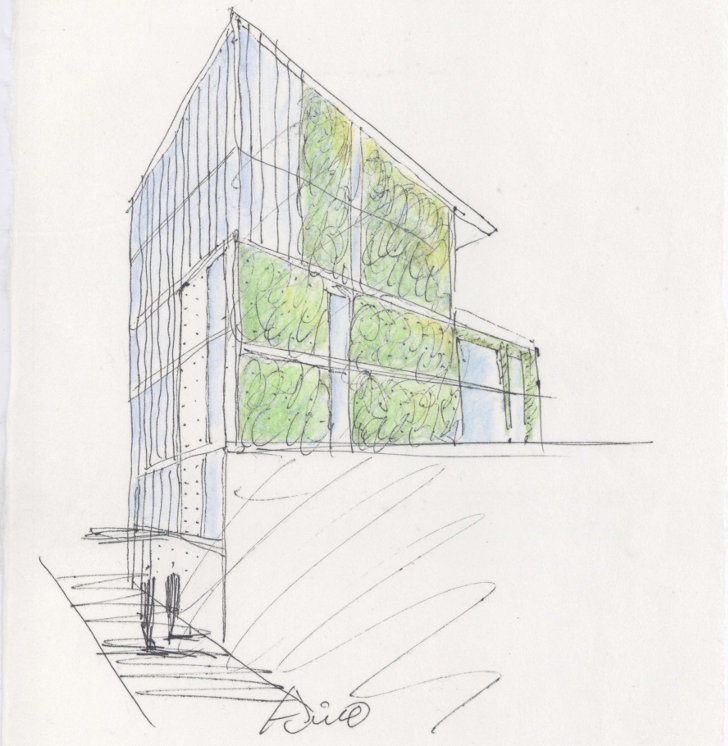 728x746 152 Elizabeth Street Tadao Ando Living Wall Sketch Inhabitat - Sketch Wall