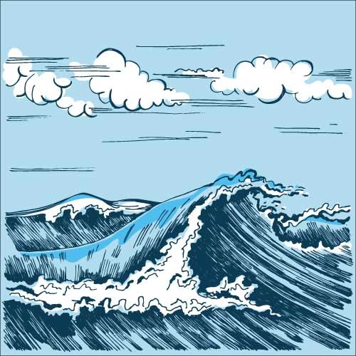 500x500 Ocean Waves Sketch - Sketch Waves