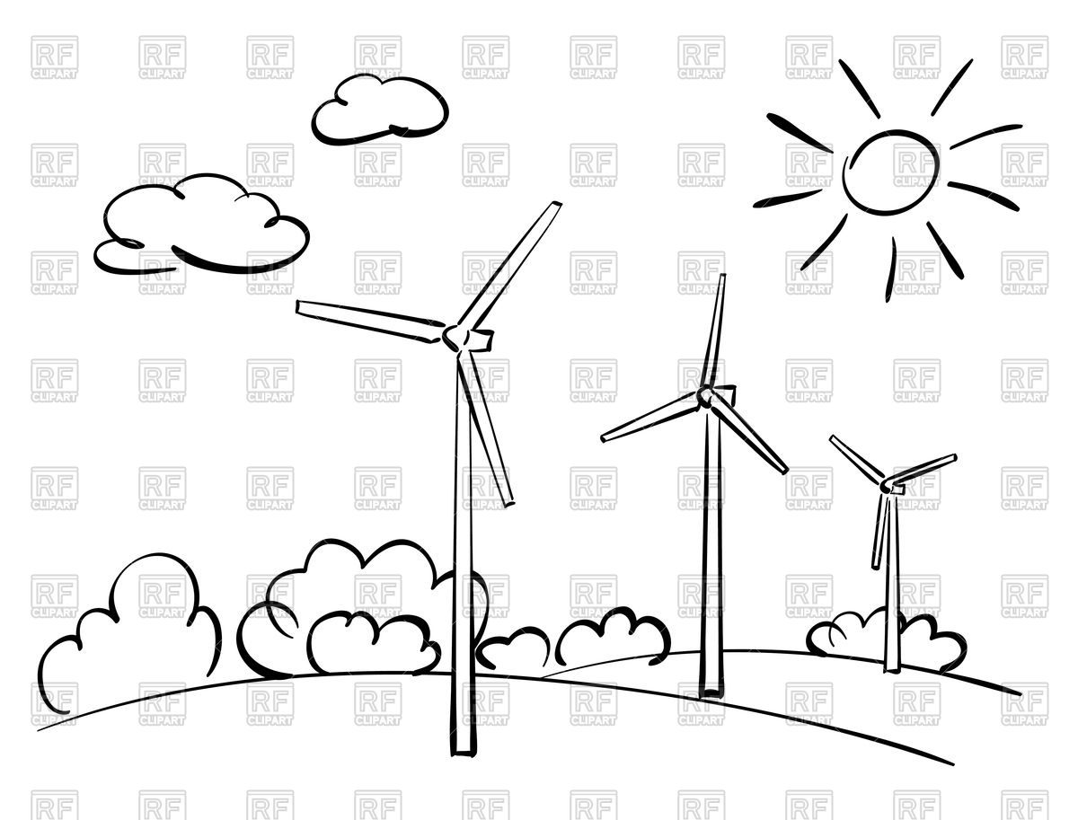 1200x913 Wind Turbines And Nature - Sketch Wind