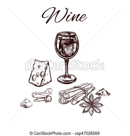 450x470 Sketch Spices For Wine Concept. Sketch Spices For Wine Concept - Sketch Wine