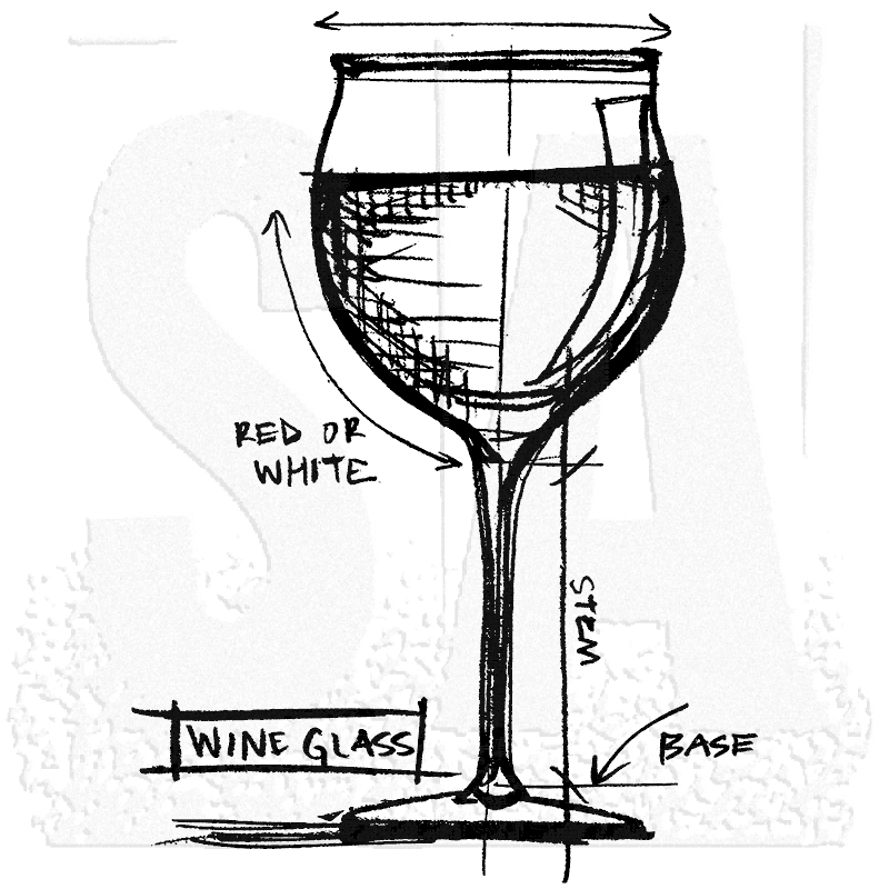 800x800 Tim Holtz Wood Mounted Stamp Wine Glass Sketch P4 3177 - Sketch Wine