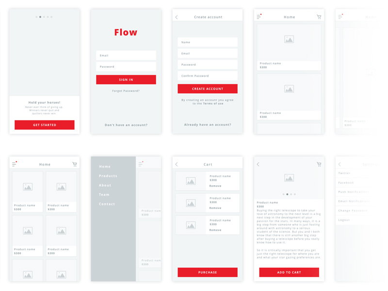 800x600 Flow - Sketch Wireframe