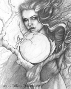 238x300 Original Graphite Drawing Gothic Fantasy Divination Myth Magic Art - Sketch Witch