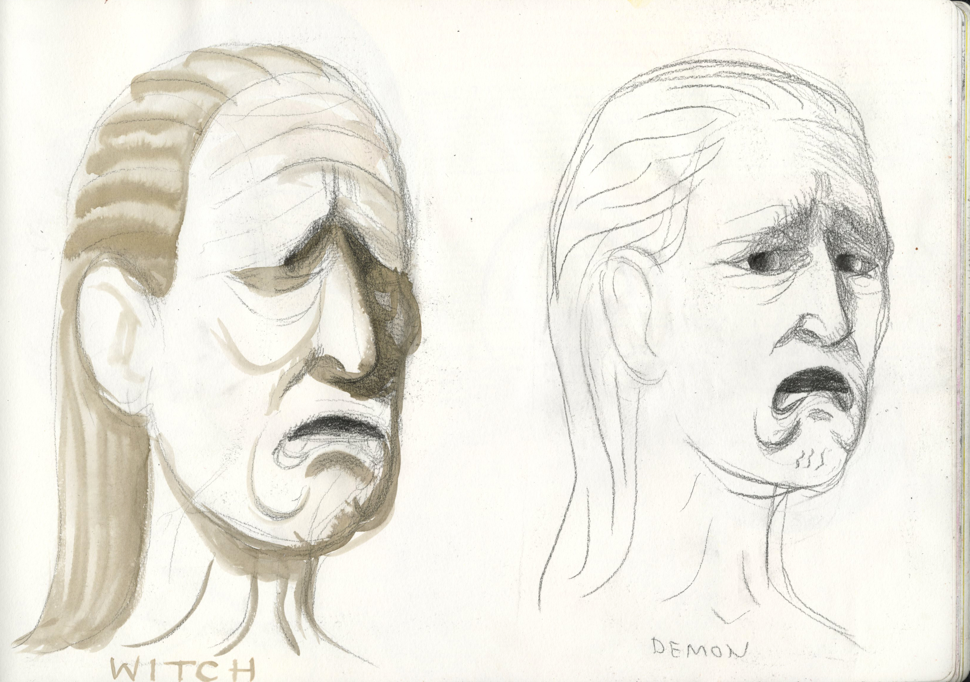 3278x2307 Pencil Sketch Of Witch And Demon - Sketch Witch