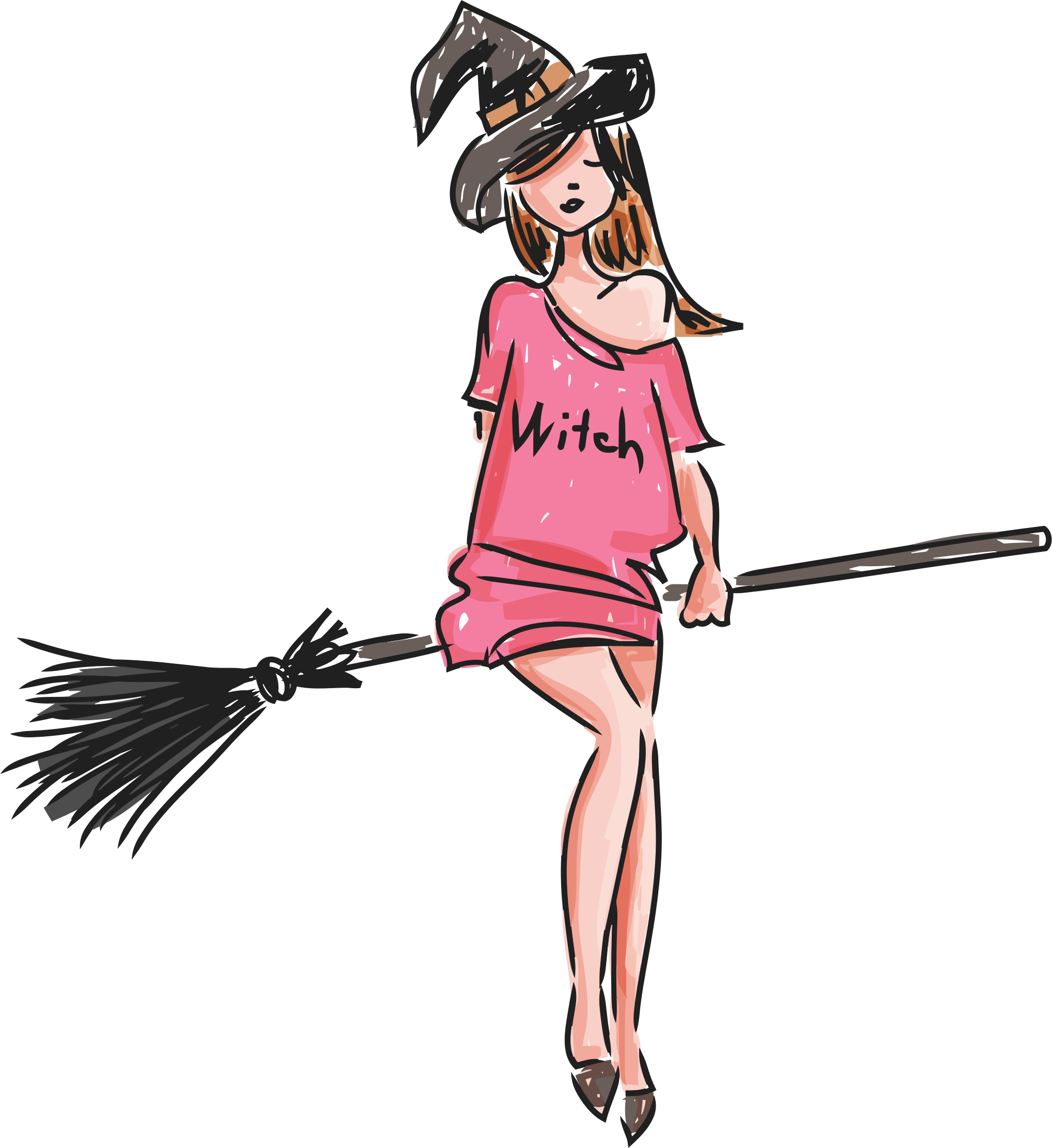 2036x2222 Clipart - Sketch Witch