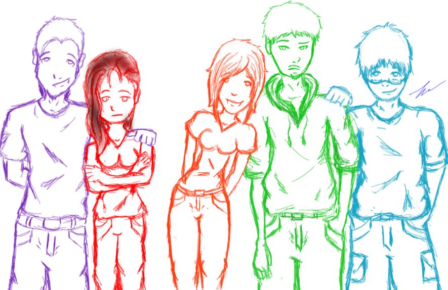 885x574 Group Sketch Of Friends And Me Weasyl - Sketch With Friends