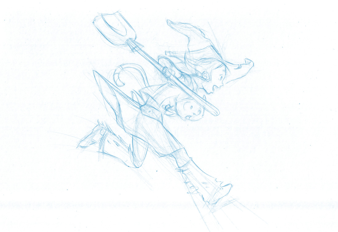 1100x758 From Blue Sketch To Digital In Krita - Sketch With Lines