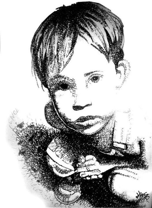 527x720 Hers Innocence.. Ink On Paper Perspective Drawing With Words By - Sketch With Words