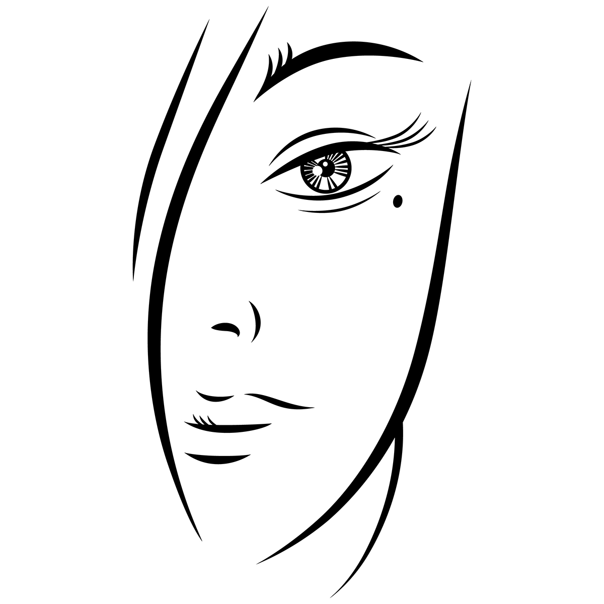 1200x1200 Free Eps Beautiful Young Woman Face Black Ink Sketch On Behance - Sketch Woman Face