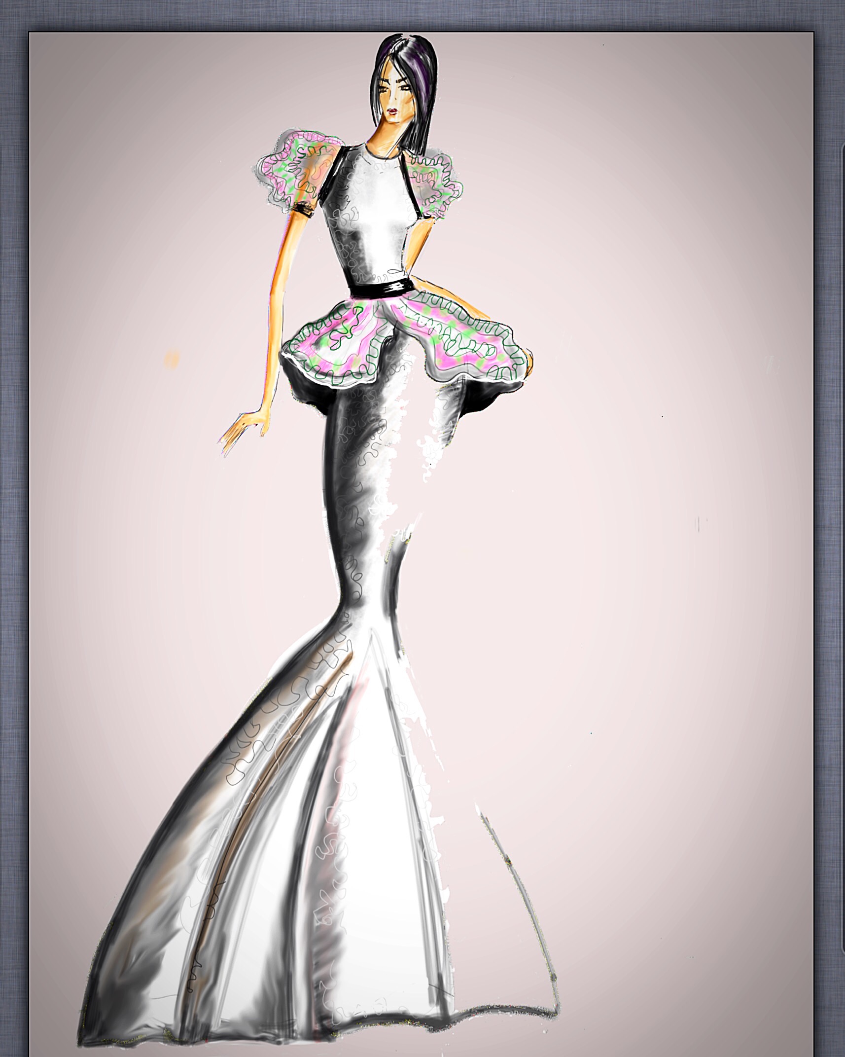 1714x2143 Fashion Sketch Woman In Gray Girl Fashion - Sketch Woman Fashion