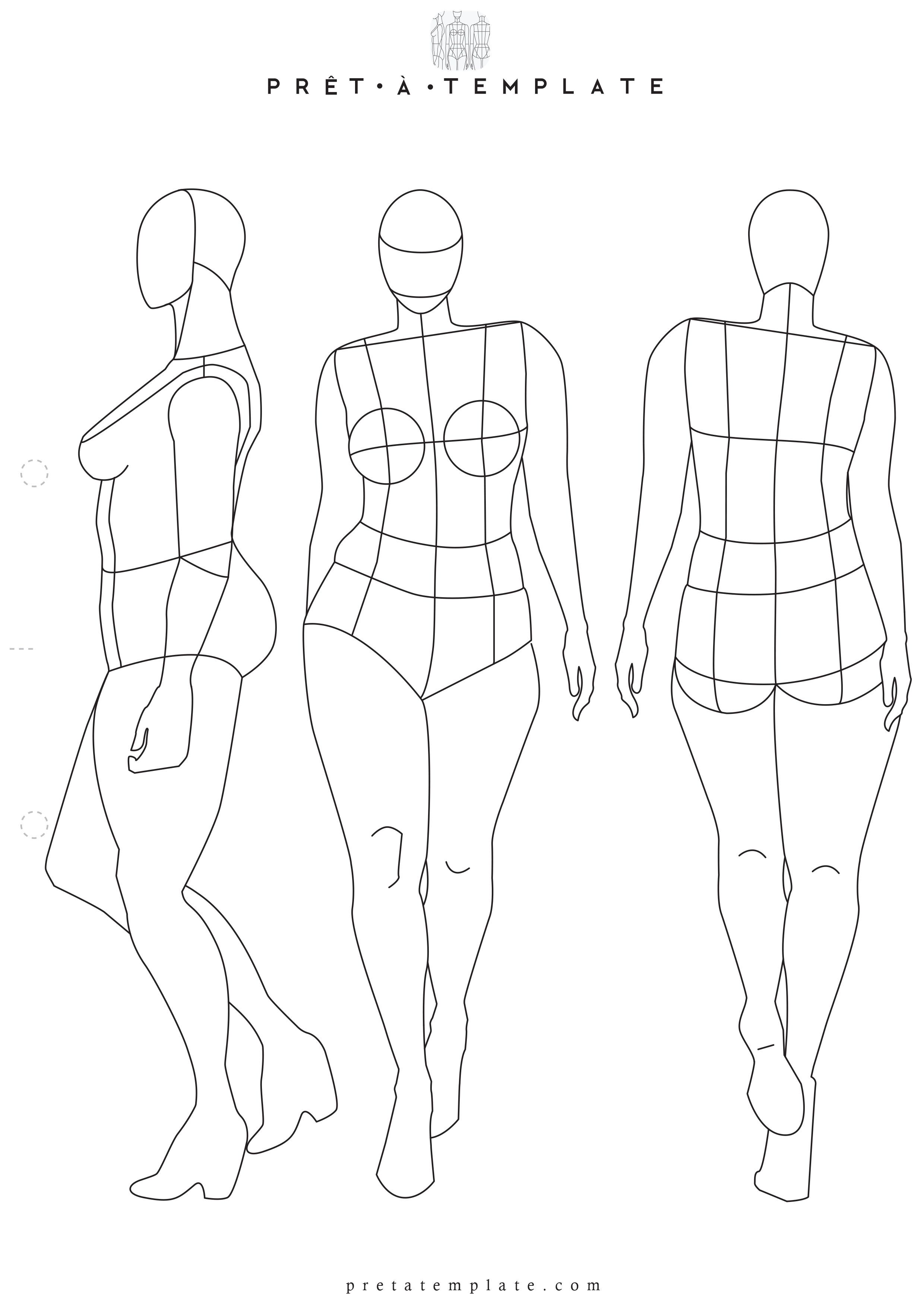 2480x3508 Plus Size Woman Body Figure Fashion Template (D I Y Your Own - Sketch Woman Fashion