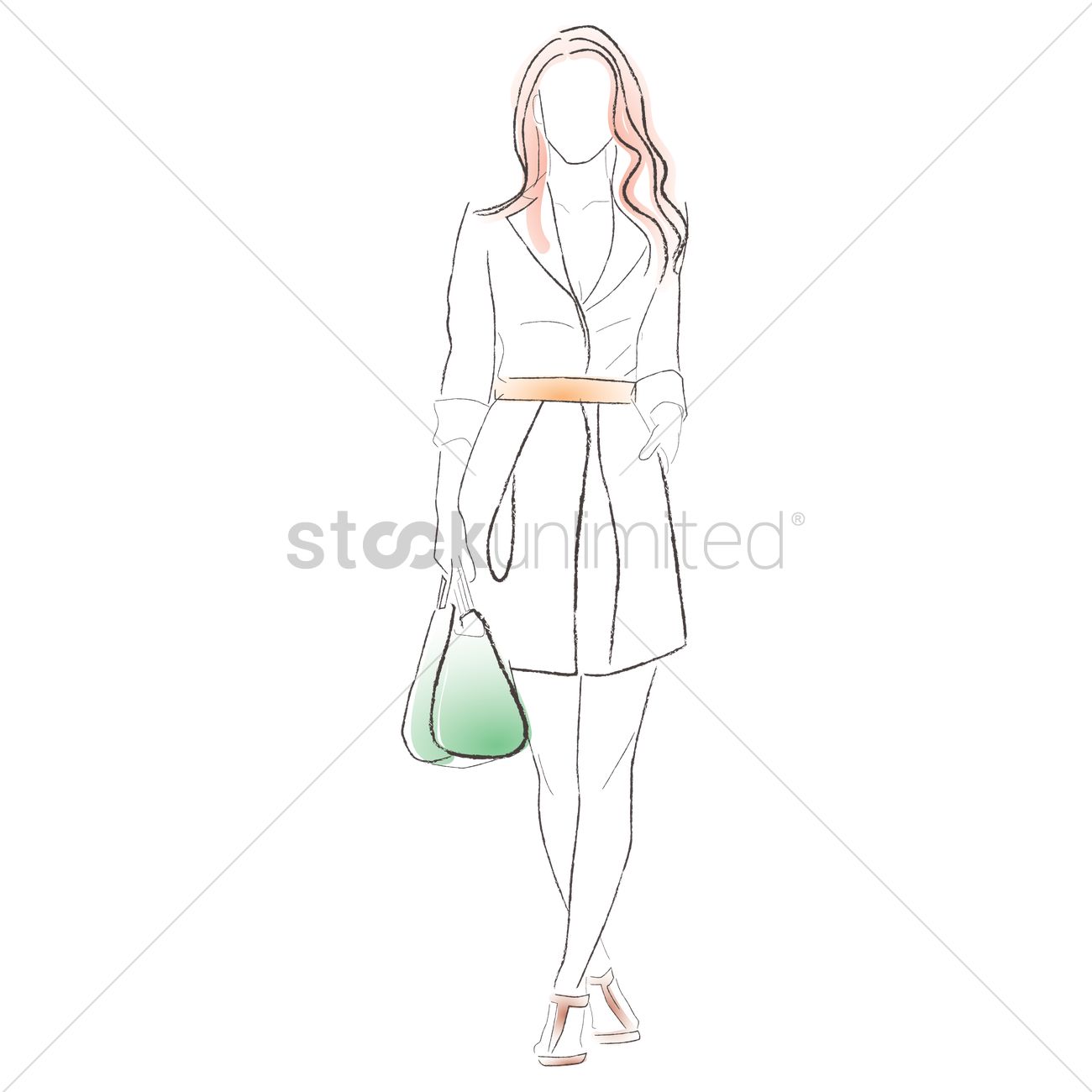 1300x1300 Woman Fashion Design Sketch Vector Image - Sketch Woman Fashion