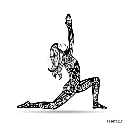 500x500 Vector Yoga Illustration In Zentangle Style. Girl In Yoga Pose As - Sketch Yoga