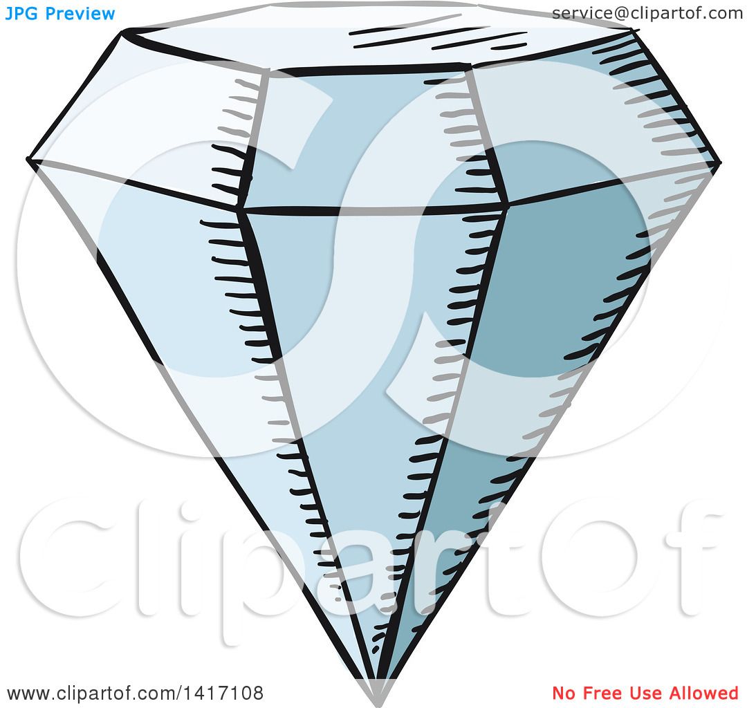 1080x1024 Clipart Of A Sketched Diamond - Sketched Diamond