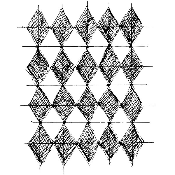600x600 Diamond Grid Art - Sketched Diamond