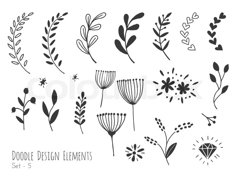 800x599 Collection Of Hand Drawn Doodle Design Elements Isolated On White - Sketched Diamond