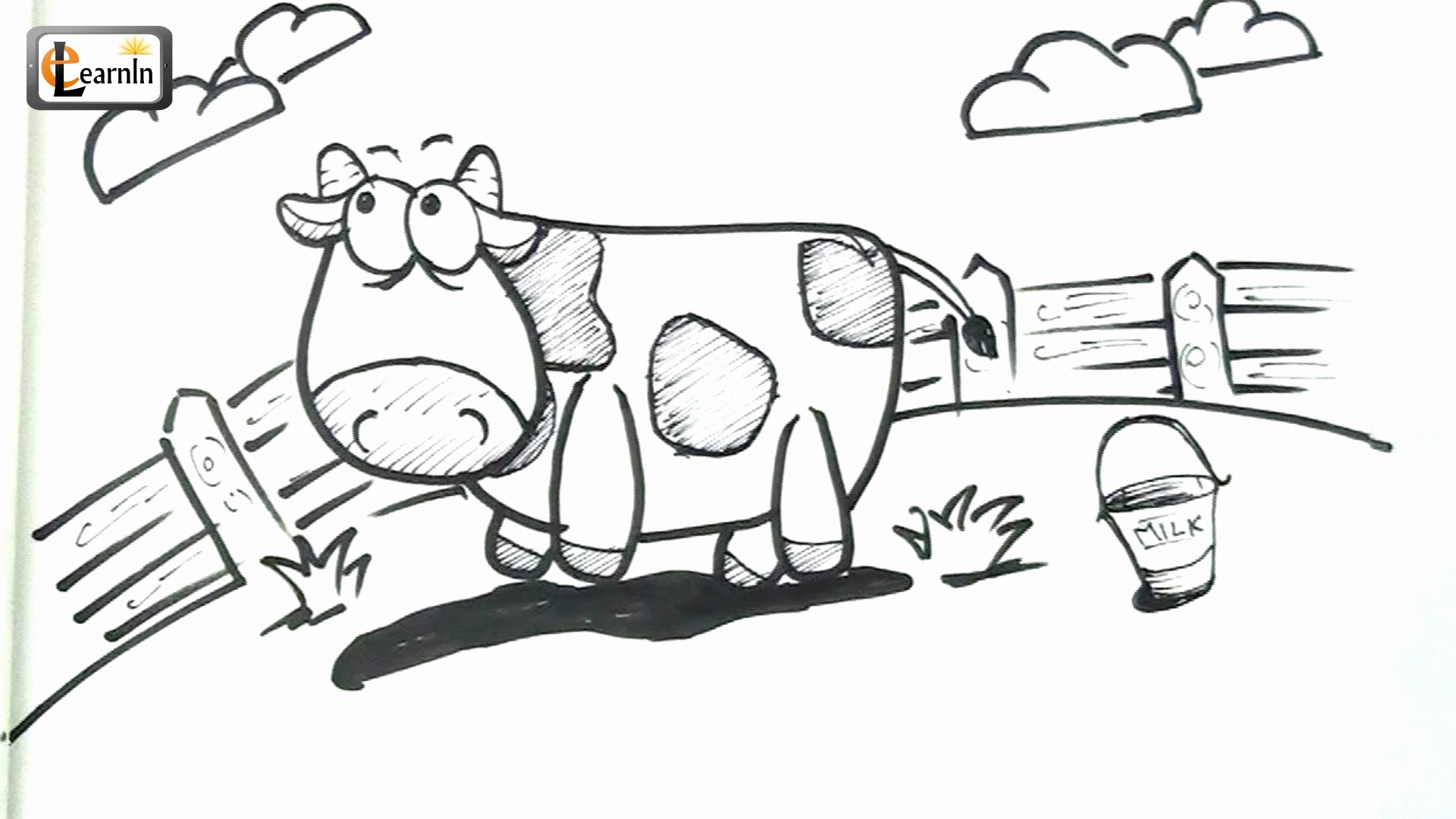 1920x1080 Sketches For Kids Art For Kids How To Draw A Cow Drawing For - Sketches For Children