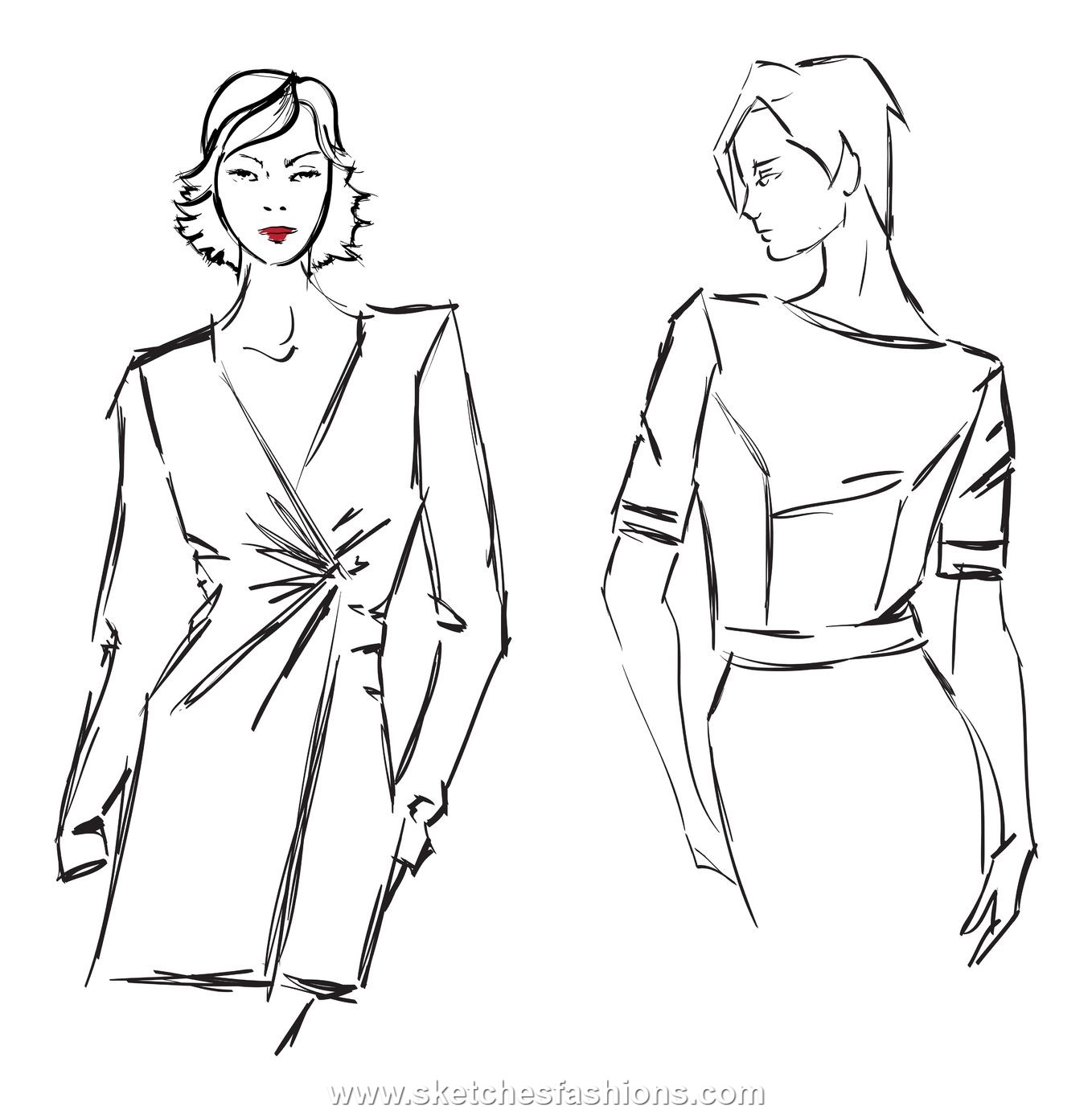 1358x1382 Drawn Model Fashion - Sketches For Clothes