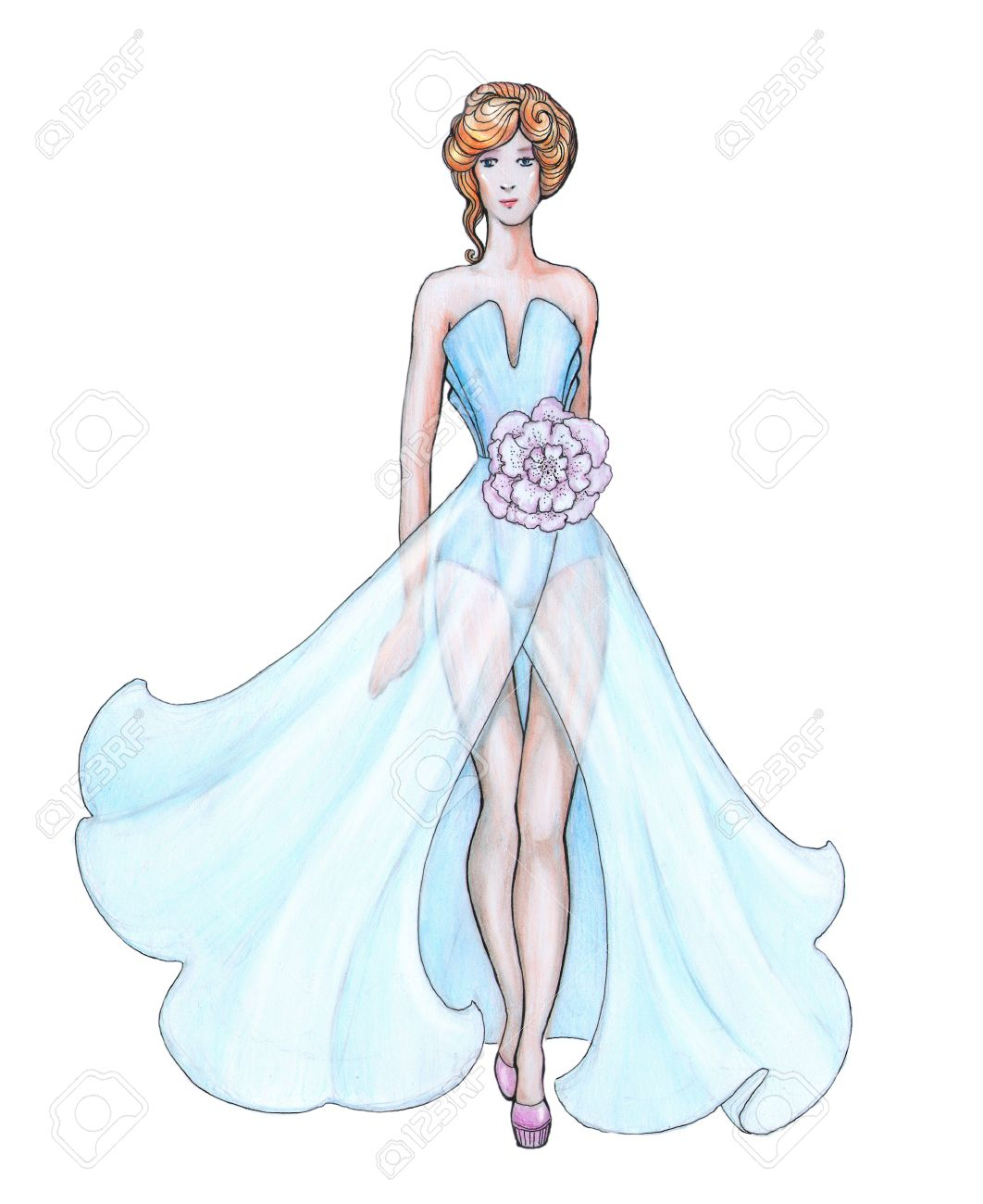 1062x1300 Pencil Sketches Dress Designs Easy Pencil Drawing, Sketch Designer - Sketches For Clothes