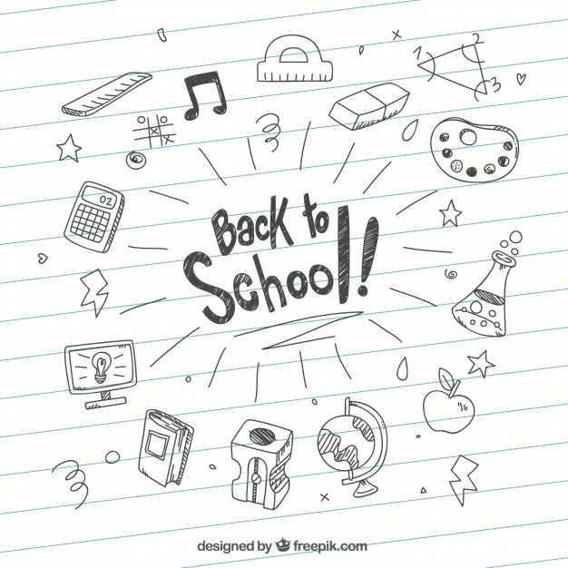 626x626 Back To School Sketches Background Vector Free Download - Sketches For School