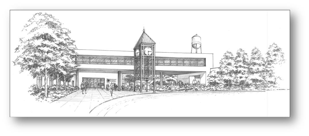 1075x474 Conceptual Campus Sketches - Sketches For School