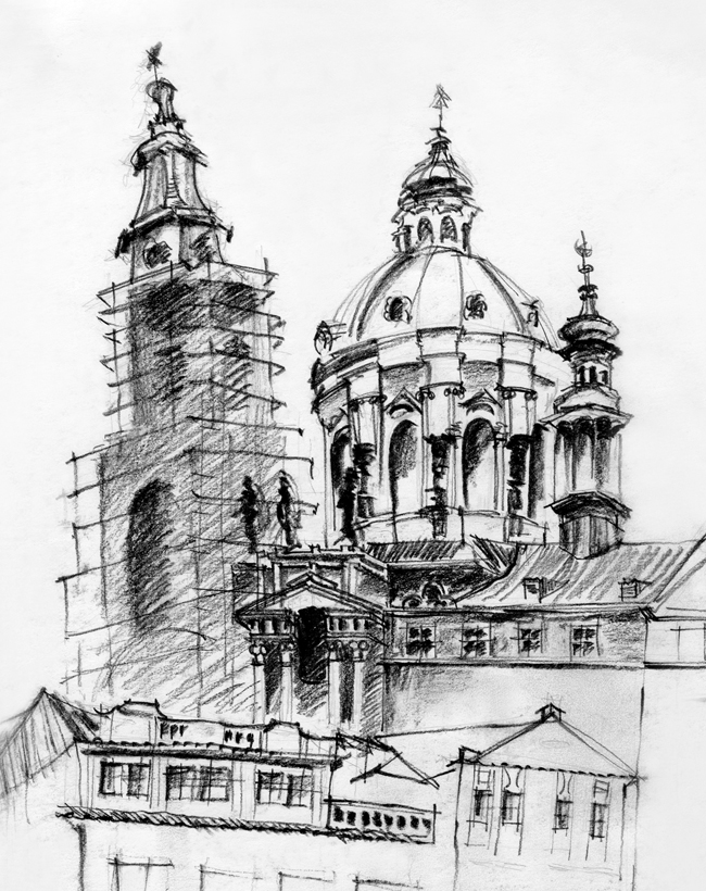 650x820 Black And White Sketches Of Urban Landscapes In Europe By - Sketches In Black And White