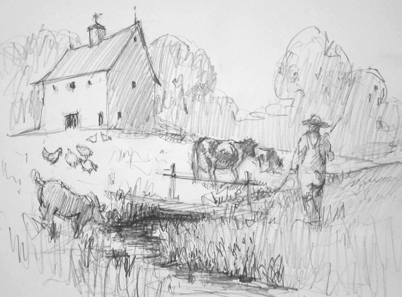 1312x969 Pencil Drawings Amp Sketches Ralph Parker, Artist - Sketches Of Barns