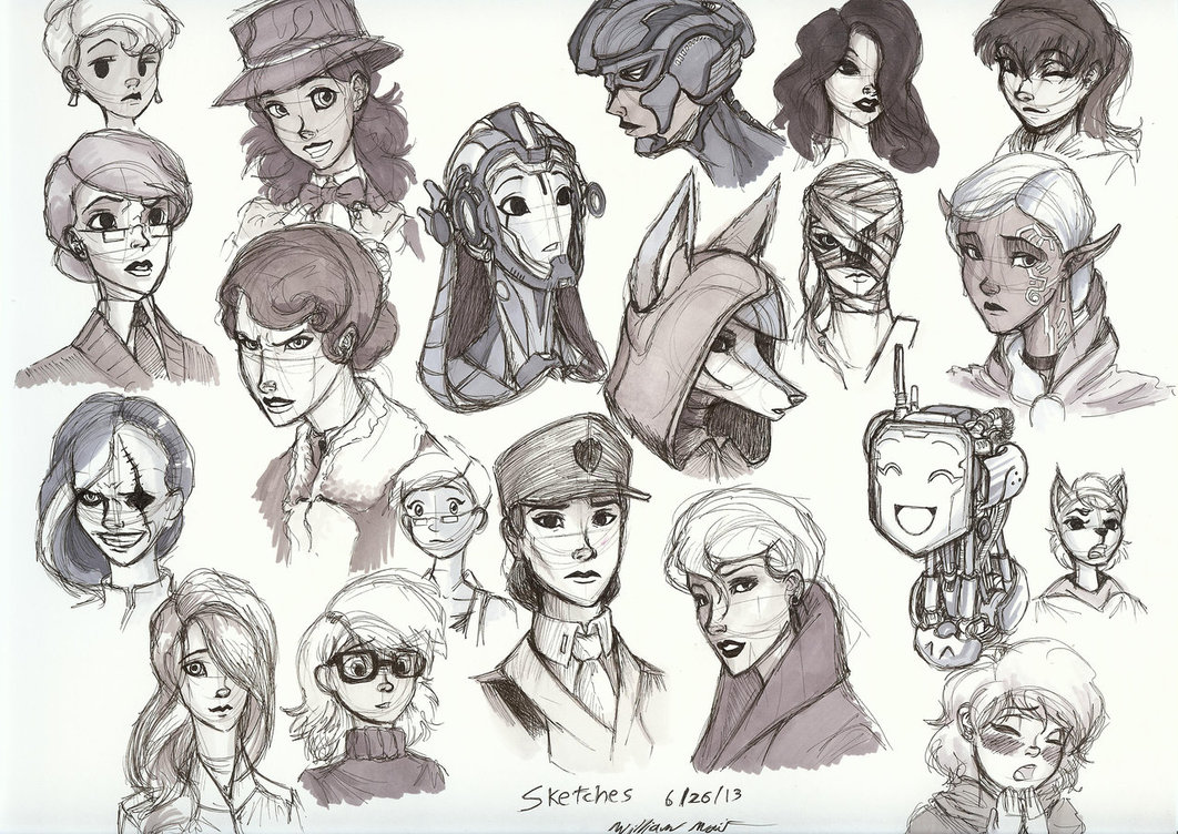1062x752 Character Sketches - Sketches Of Characters