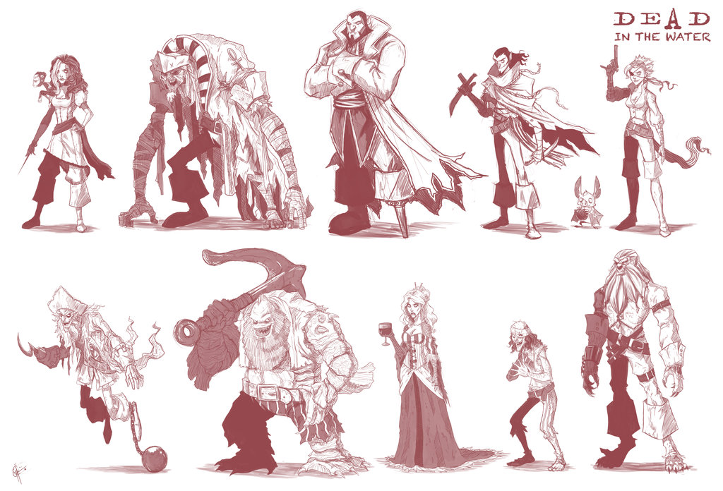 1024x696 Dead In The Water Character Sketches By Jeftoon01 - Sketches Of Characters