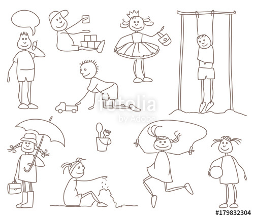 500x430 Sketches Of Children Stock Image And Royalty Free Vector Files On - Sketches Of Children