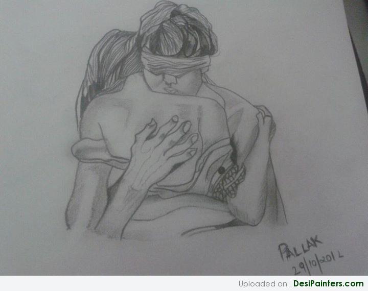 720x570 Sketch Of A Hugging Couple - Sketches Of Couples Hugging