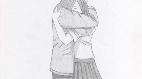 570x320 Anime Sweet Sketches Hug Love Pictures - Sketches Of Couples Hugging