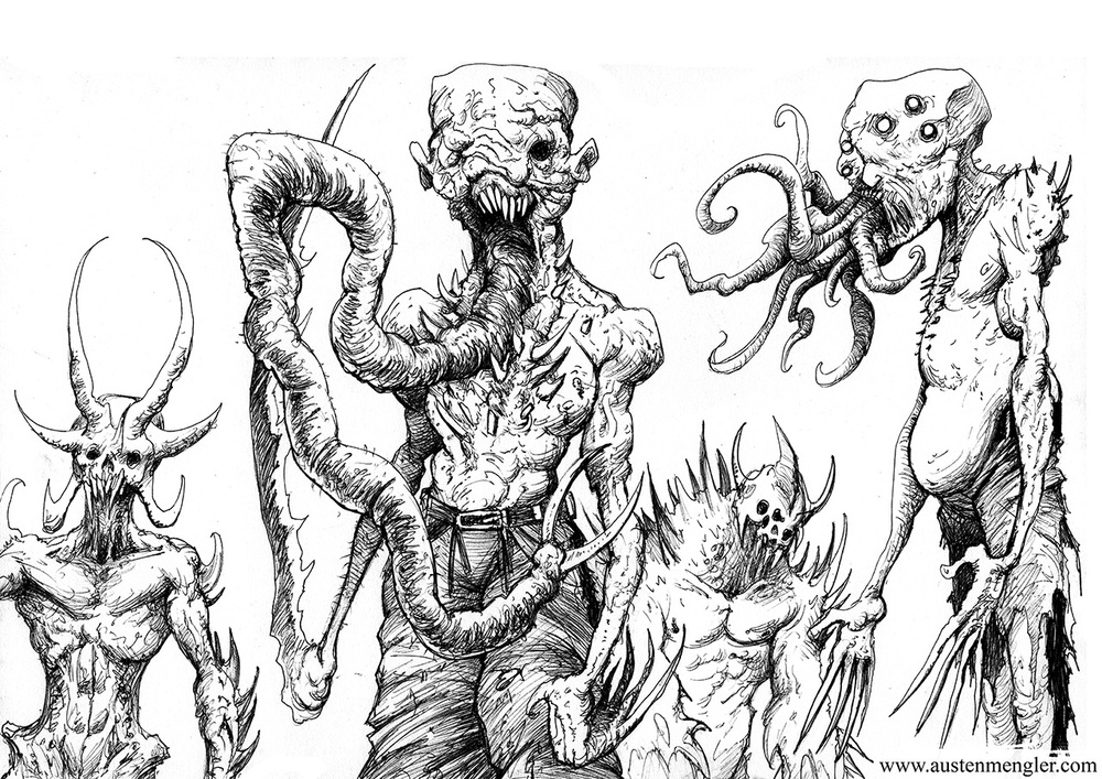 1000x707 Scary Sketches The Art Of Austen Mengler - Sketches Of Demons