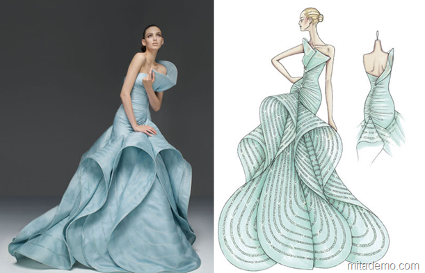 611x392 Wear The Drawings Of Famous Fashion Designers From Sketch To Dress - Sketches Of Fashion Dresses