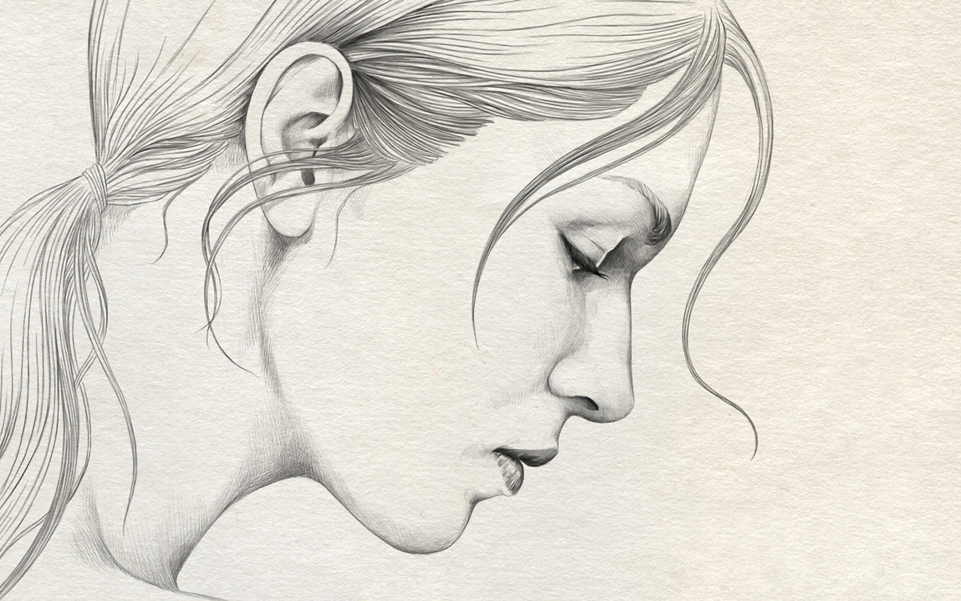 1920x1201 Photos Girl Side Face Drawing, - Sketches Of Girls