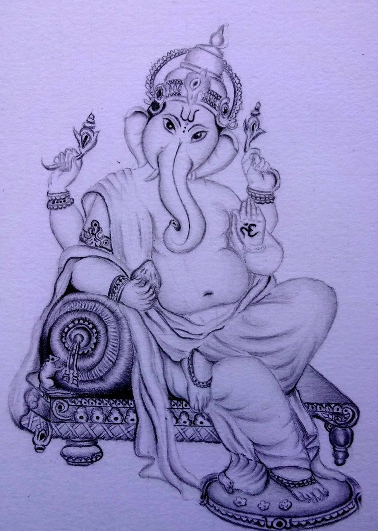 754x1059 Simple Pencil Sketches Of Lord Ganesha Easy Outline Pencil - Sketches Of God Ganesha