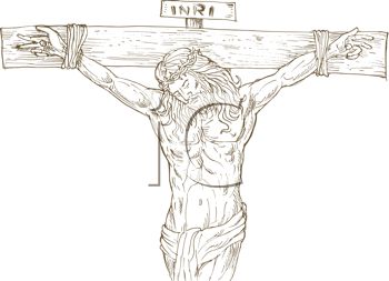 350x253 Cross Line Drawing Clip Art - Sketches Of Jesus On The Cross
