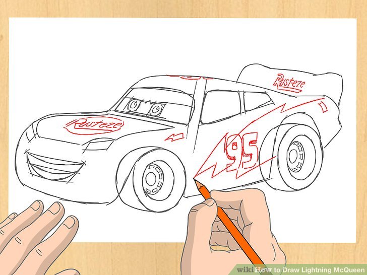728x546 How To Draw Lightning Mcqueen 7 Steps (With Pictures) - Sketches Of Lightning