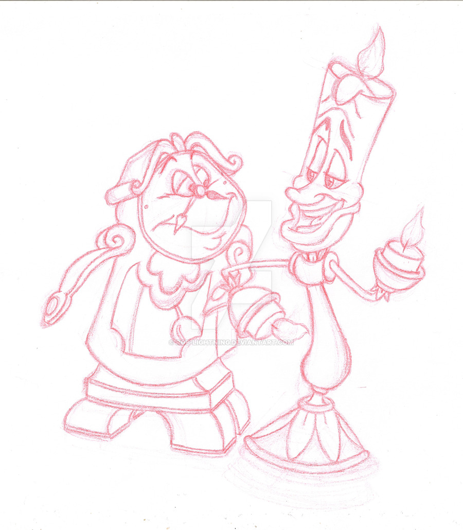 900x1030 Cogsworth And Lumiere - Sketches Of Lightning