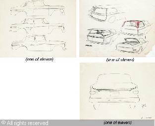 313x256 Sketches And Images Of Various Studebaker Models, Including Four - Sketches Of Los Angeles