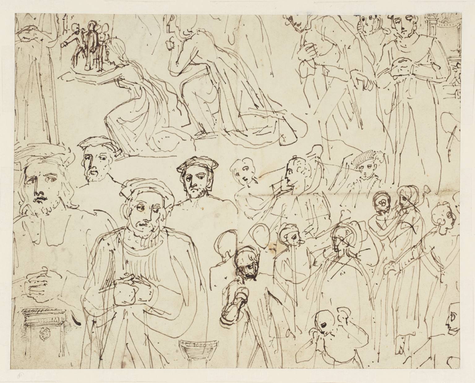 1536x1241 A Sheet Of Sketches Of Men In Tudor Costume. Verso Various - Sketches Of Men