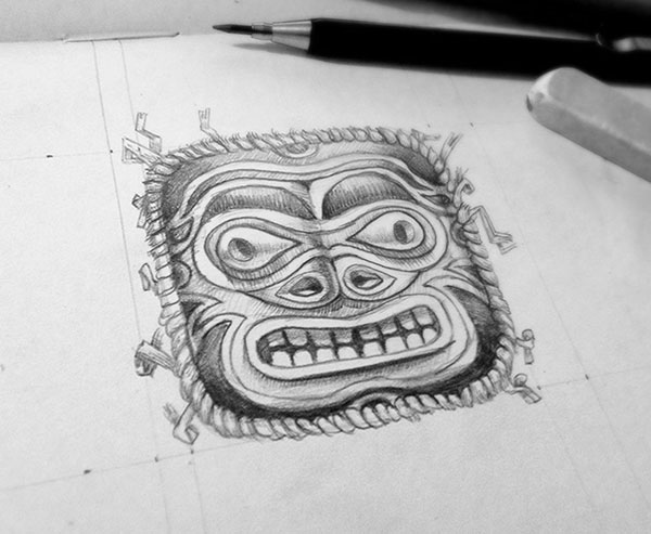 600x493 Drawn Mask Native American - Sketches Of Native American