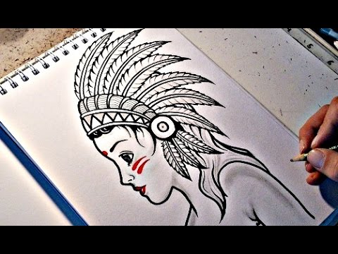 480x360 How To Draw A Native American Girl - Sketches Of Native American