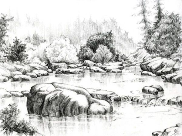 600x448 Image Result For Pencil Drawings Of Nature Landscape - Sketches Of Nature