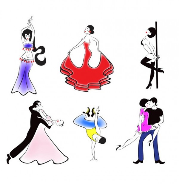 600x616 6 Dance Form People Vector Sketches - Sketches Of People Dancing