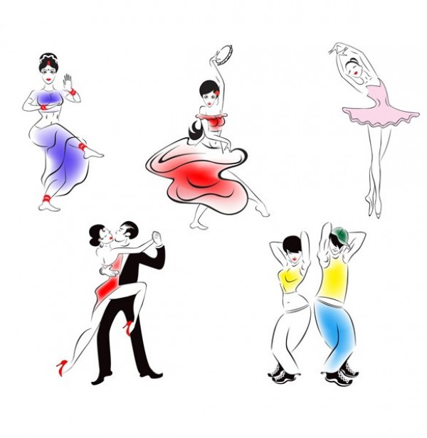 600x616 People Dance Forms Vector Sketches - Sketches Of People Dancing